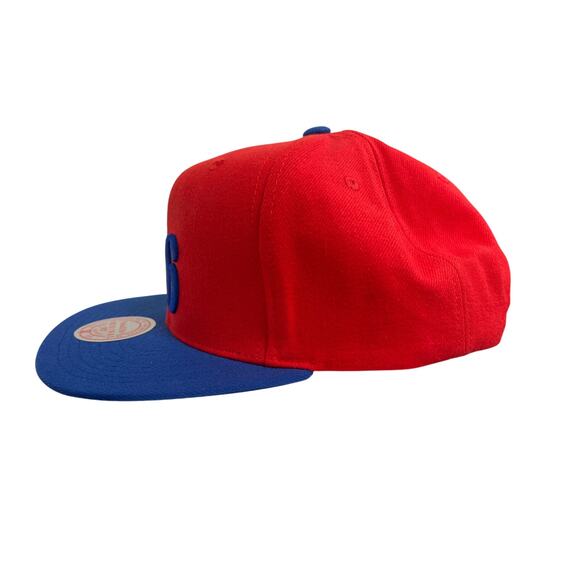Mitchell & Ness NBA Philadelphia 76ers Embroidered Snapback Hat Red & Royal New - Picture 2 of 7